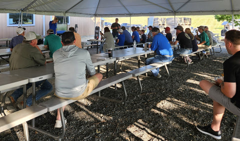 Holganix Beer & Burger Soil Tour wrap up meeting with farmers & The Mill at Maple Lawn Farm, PA