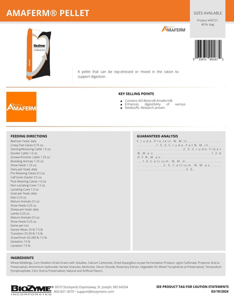 Amaferm pellet Sale Sheet