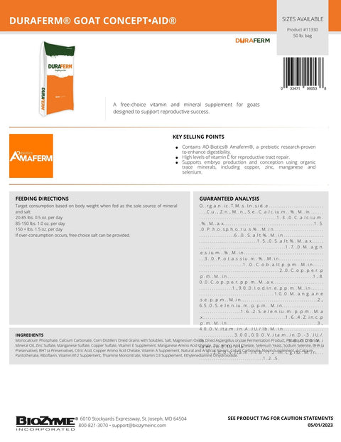 Duraferm spec sheet