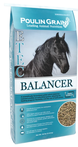 Bag of E-Tec Balancer pelleted horse feed