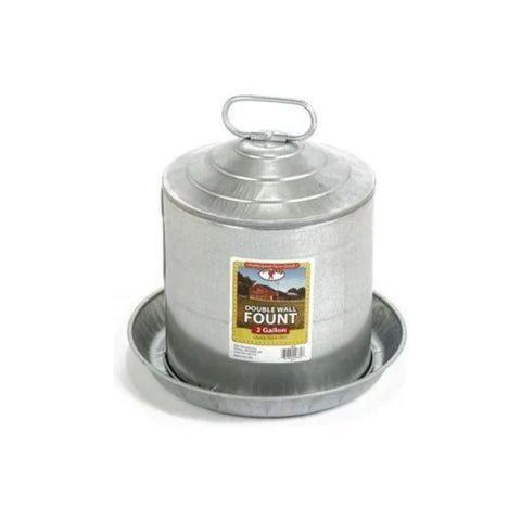 Little Giant Double Wall Fount 2 Gallon Galvanized Chicken Waterer