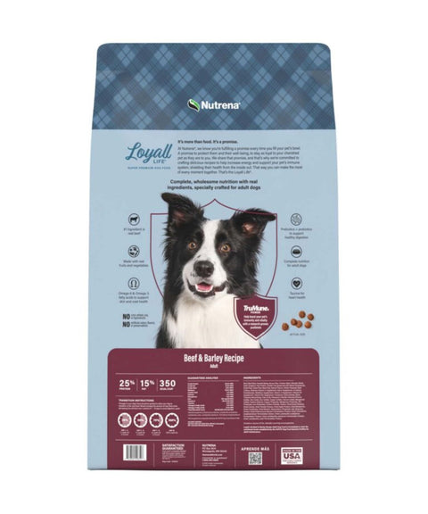Bag of Loyall Life Beef and Barley Dog Food