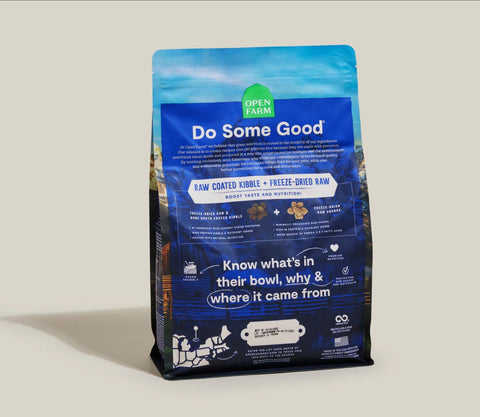 Back of the bag of Open Farm Wild Ocean Dog Food