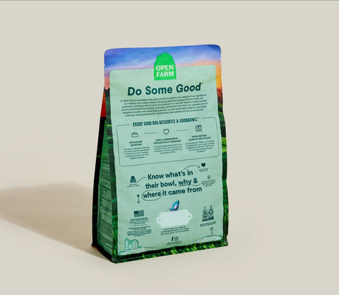 Back of the ag of Open Farm Oven-Baked Harvest Chicken and Brown Rice Dog Food