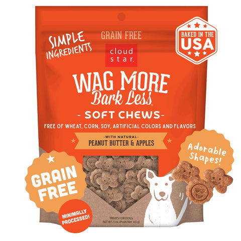 Wag More Bark Less Peanut Butter and Apples Soft and Chewy Grain Free Dog Treats
