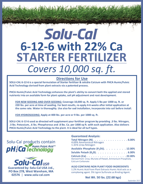 6-12-6 Solu-Cal and Aqua-Ca Starter Lawn Fertilizer