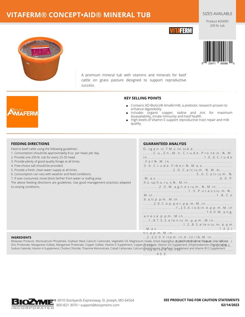 Concept aid tub spec sheet