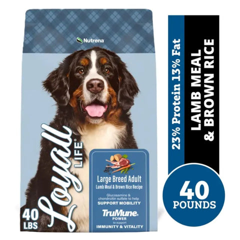 Bag of Loyall Life Large Breed Adult Lamb Meal and Brown Rice Dog Food 40lbs.