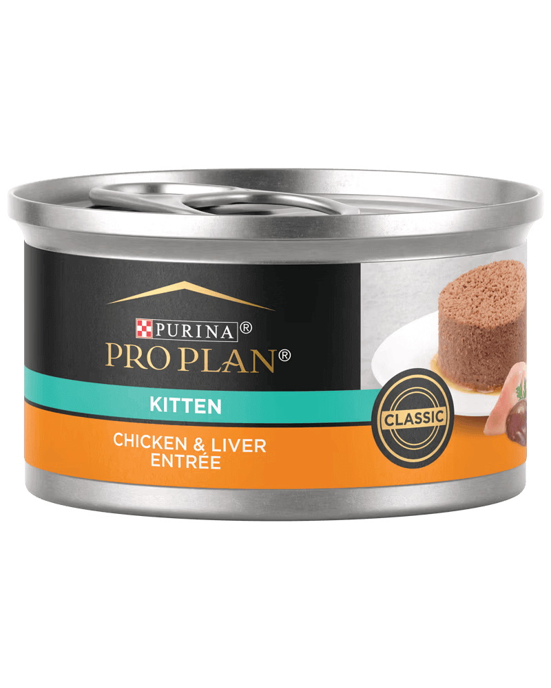 Purina Pro Plan Chicken & Liver Entree Kitten Wet Cat Food Can, 3-oz
