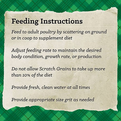 Feeding instructions for Nutrena Natureise 7lb. Scratch Grains