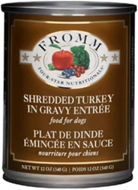 Can of Fromm Shredded Turkey in Gravy Entre Dog Food