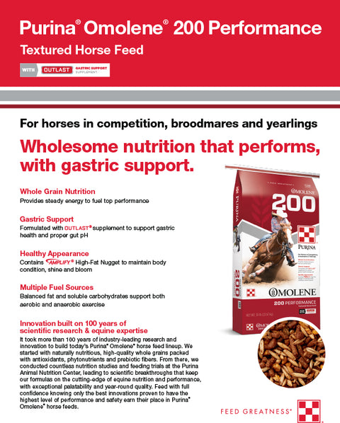 Purina Omolene Performance Label