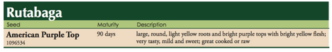 Purple Top Rutabaga Label
