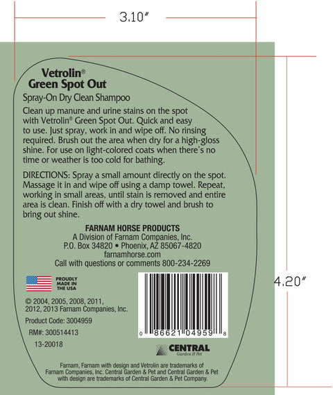 Farnam Vetrolin Green Spot Out Label