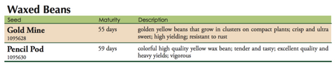 Gold Mine Bush Bean Label