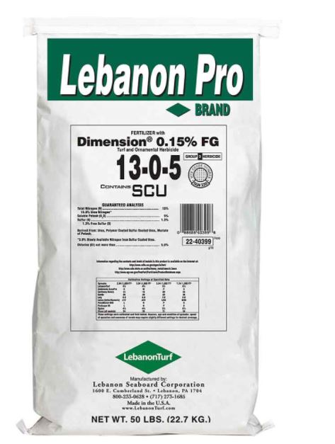 pre emergent herbicide brands 13-0-5 30% SCU .15 Dimension Weed Preemergent Lawn Fertilizer