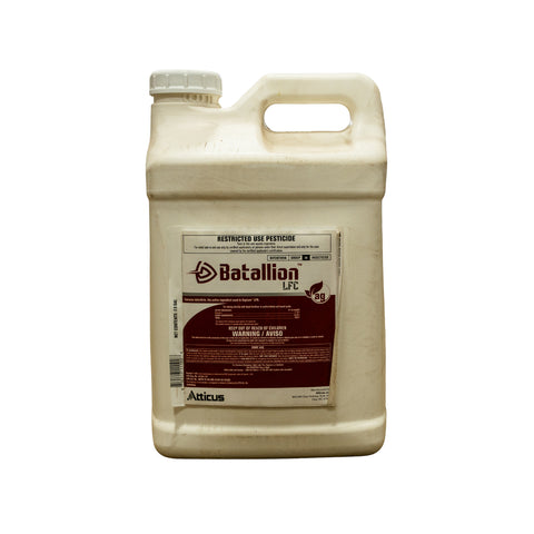 Atticus Batallion™ 2 EC insecticide and miticide for lawn and turf, in a gallon container, used to control pests.