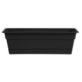 Bloem Dura Cotta 18-inch resin rectangle window box planter with saucer for garden or outdoor planting.