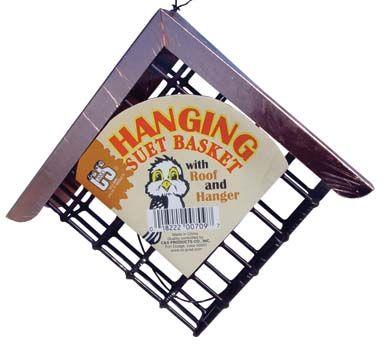 C and S Hanging Suet Basket with Roof, Black and Copper