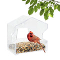 Cardinal Visiting Window Bird Feeder