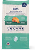 Natural Balance grain-free dog food with chicken and sweet potato, limited ingredient recipe, in a bag for healthy canine nutrition.