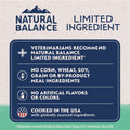 Natural Balance limited ingredient grain-free dog food with chicken and sweet potato in a bag.