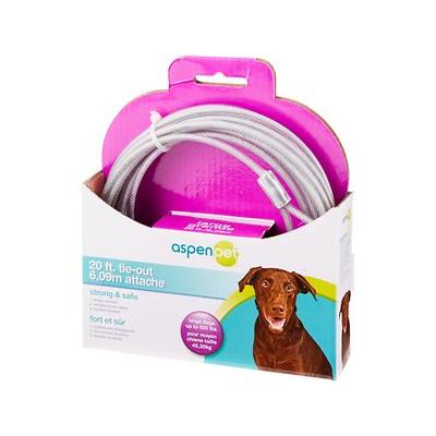 Aspen Pet® Vinyl-Coated Dog Tie-Out Cable – 20 ft, For Dogs Up to 100 lb