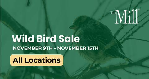 Promo flyer for wild bird sale at all mill locations