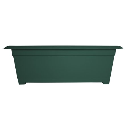 Bloem Dayton 27-inch terra cotta recycled plastic rectangle deck box planter for outdoor garden and patio use.