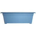 Rectangular terra cotta recycled plastic garden deck box planter by Bloem Dayton, ideal for outdoor plant display.