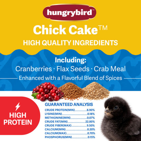 Hungrybird Chick Cake Suet Treat for poultry, showing a close-up of the nutritious bird treat in a natural setting.