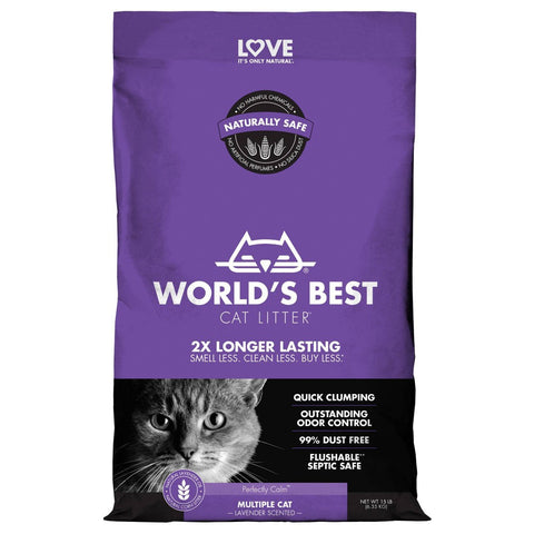 World’s Best Cat Litter® Lavender Scented Multiple Cat Clumping Litter – 15 lb