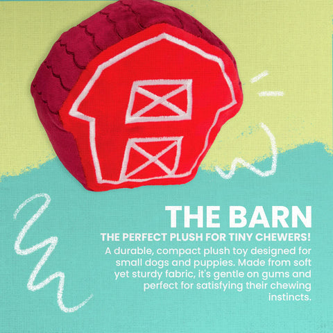 Snugarooz Barn Plush Dog Toy featuring soft, cuddly fabric and playful barn design, perfect for small and medium dogs.