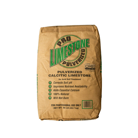 Oldcastle Soil Doctor Pulverized Garden Lime for lawn and turf, showing 50 lb bag of calcitic lime fertilizer.