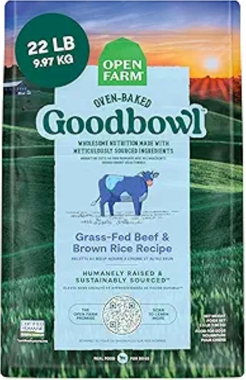 Open Farm Oven-Baked Goodbowl Grass-Fed Beef and Brown Rice Dog Food 22lb.