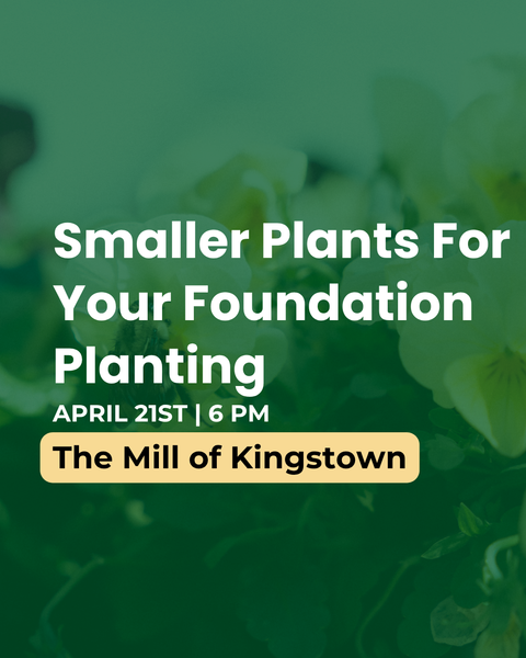 Promotional text for a gardening event with plants in the background