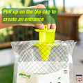 Rescue Big Bag disposable fly trap for large fly populations, featuring a mesh bag and bait for effective fly control.