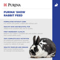 Bag of Purina Show Rabbit Feed for pets, showing the packaging with rabbit images and product details.