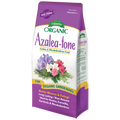 Espoma Organic Azalea-tone fertilizer bag, featuring a vibrant azalea flower and green foliage on the packaging.