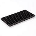 Grower Select Standard 1020 plug tray with 128 square cells in glossy black, ideal for garden seed starting.