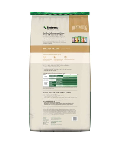 Back of the bag of Nutrena Country Feeds Scratch Grains