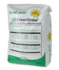 Profile Seed Aide CoverGrow Granular Mulch for lawn and turf, showing evenly spread granular mulch on grass surface.