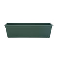 Bloem Dayton window box planter in white with soil and green plants, perfect for outdoor garden decoration.