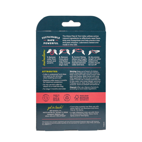 ALZOO™ Natural Flea & Tick Dog Collar – Plant-Based Protection, Large (Up to 4 Months)