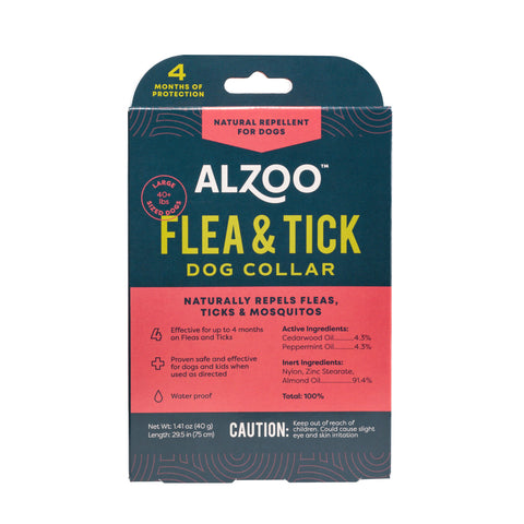 ALZOO™ Natural Flea & Tick Dog Collar – Plant-Based Protection, Large (Up to 4 Months)
