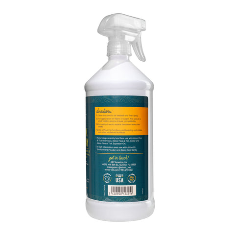 Alzoo™ Plant-Based Flea and Tick Home Spray in a 32 fl oz spray bottle, designed for pest control in home environments.