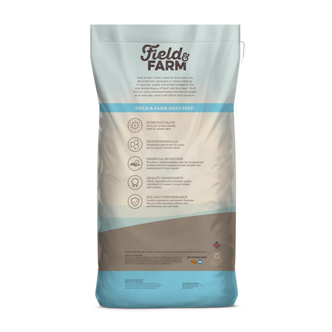 Kent Feeds Field & Farm Goat & Sheep Feed 50 lb. bag, showing the textured grain mix suitable for goats and sheep.