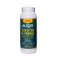 Alzoo™ Plant-Based Flea and Tick G Plus environment powder in an 8 oz container, designed to treat indoor spaces for fleas and ticks.