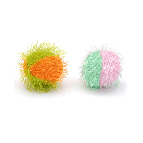 Two Fuzzy Cat Toy Balls