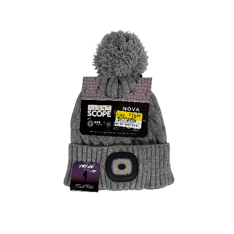 Night Scope Nova Gray Pom Beanie